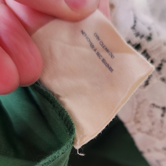 Anthropologie Edme & Esyllte Green Cream Lace Pencil Skirt - Picture 7 of 7